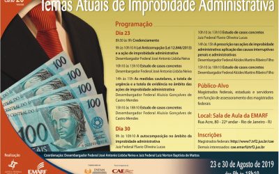 Emarf promove em agosto curso sobre “Temas Atuais de Improbidade Administrativa”