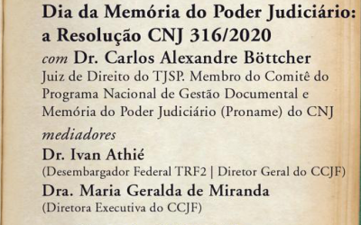 CCJF promoverá dia 13/5 palestra on-line sobre o Dia da Memória do Judiciário.