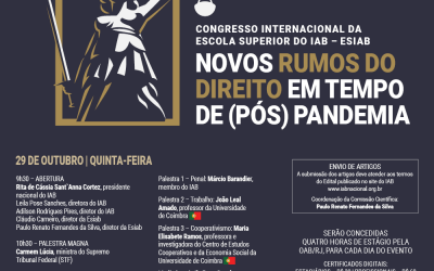 ESIAB apresenta congresso internacional em outubro sobre “Novos rumos do Direito em tempo de (pós) pandemia”*